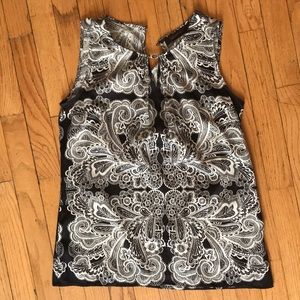 Black and white sleeveless top